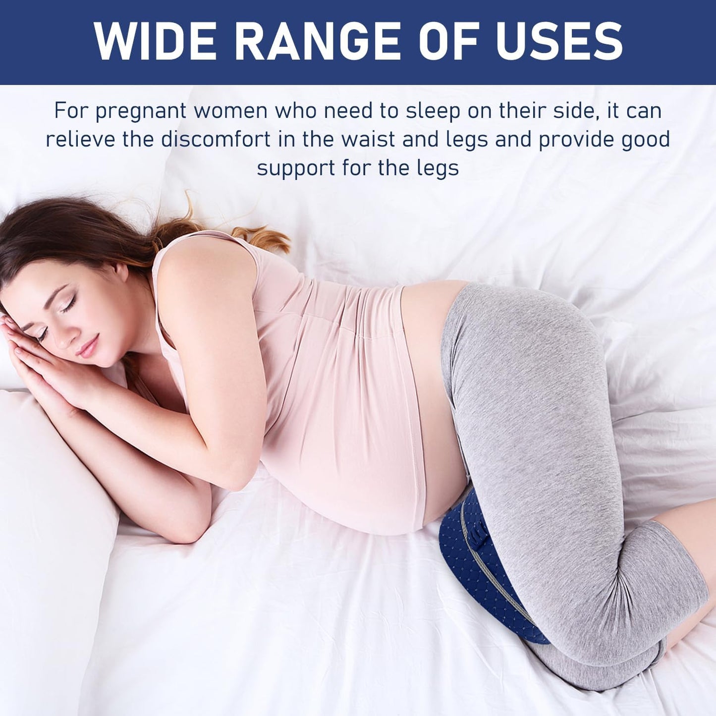 Alignment Pillows for Side Sleepers, Hip Alignment Pillow, Knee Pillow for Side Sleepers, Leg Pillows for Sleeping, Suitable for Relieving Leg, Back, Knee (Grid Blue)