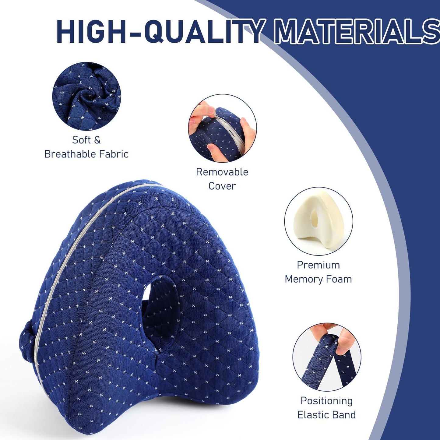 Alignment Pillows for Side Sleepers, Hip Alignment Pillow, Knee Pillow for Side Sleepers, Leg Pillows for Sleeping, Suitable for Relieving Leg, Back, Knee (Grid Blue)