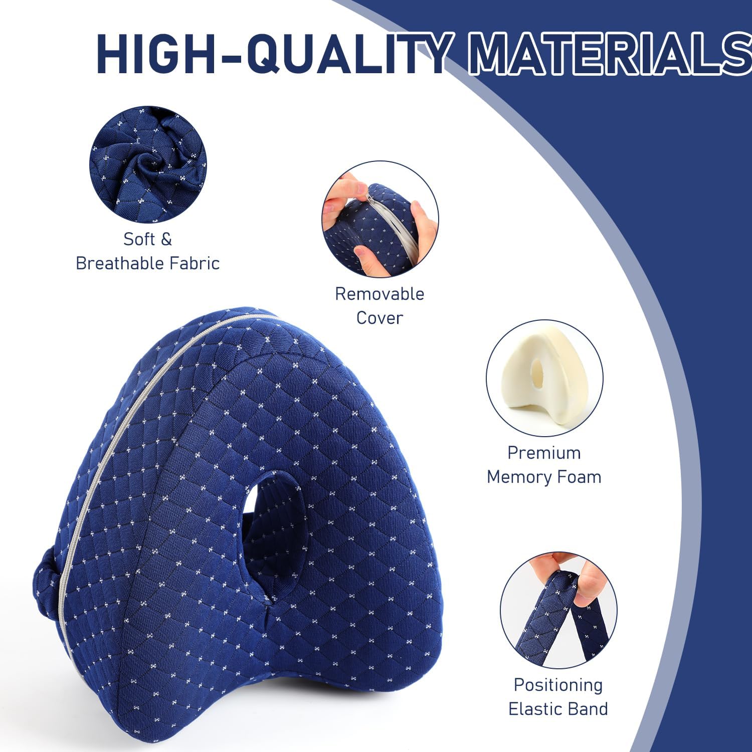 Alignment Pillows for Side Sleepers, Hip Alignment Pillow, Knee Pillow for Side Sleepers, Leg Pillows for Sleeping, Suitable for Relieving Leg, Back, Knee (Grid Blue)